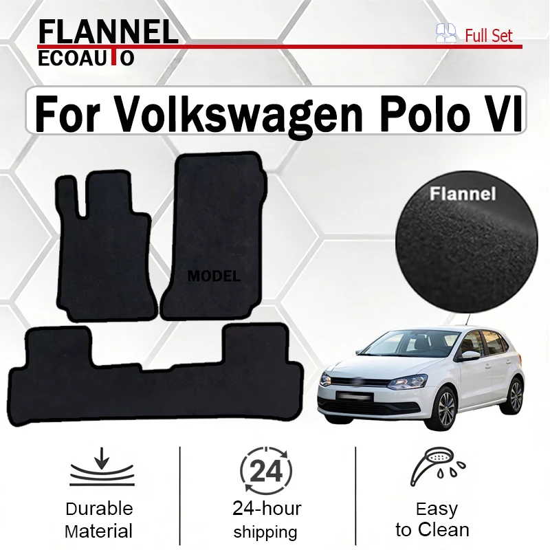

ECOAUTO Velour mats front for Volkswagen Polo VI hatchback (2017-) -Black