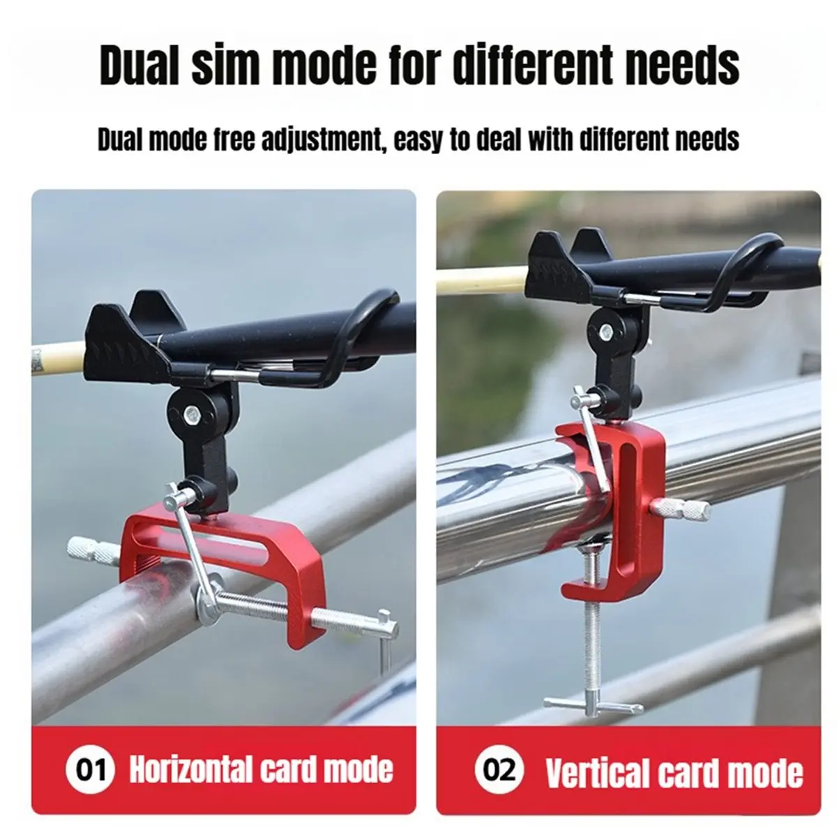HAPPY EVER 360° Adjustable Aluminum Alloy Boat Fishing Rod Holder for Yacht, Rail Mount Dual-Use Stand