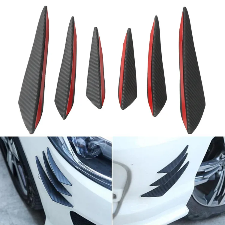 

6pcs Car Front Bumper Lip Decoration Diffuser Shunt Fin Body Spoiler Canard Universal Auto Modified Canard Exterior Parts