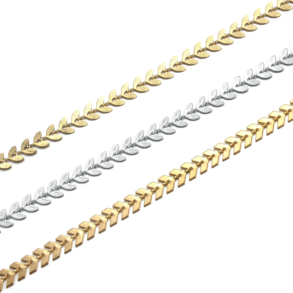 

1-2 Meter Stainless Steel Chain For Jewelry Making Gold Plated DIY Bracelet Necklace Supplies Needlework Accessories Wholesale