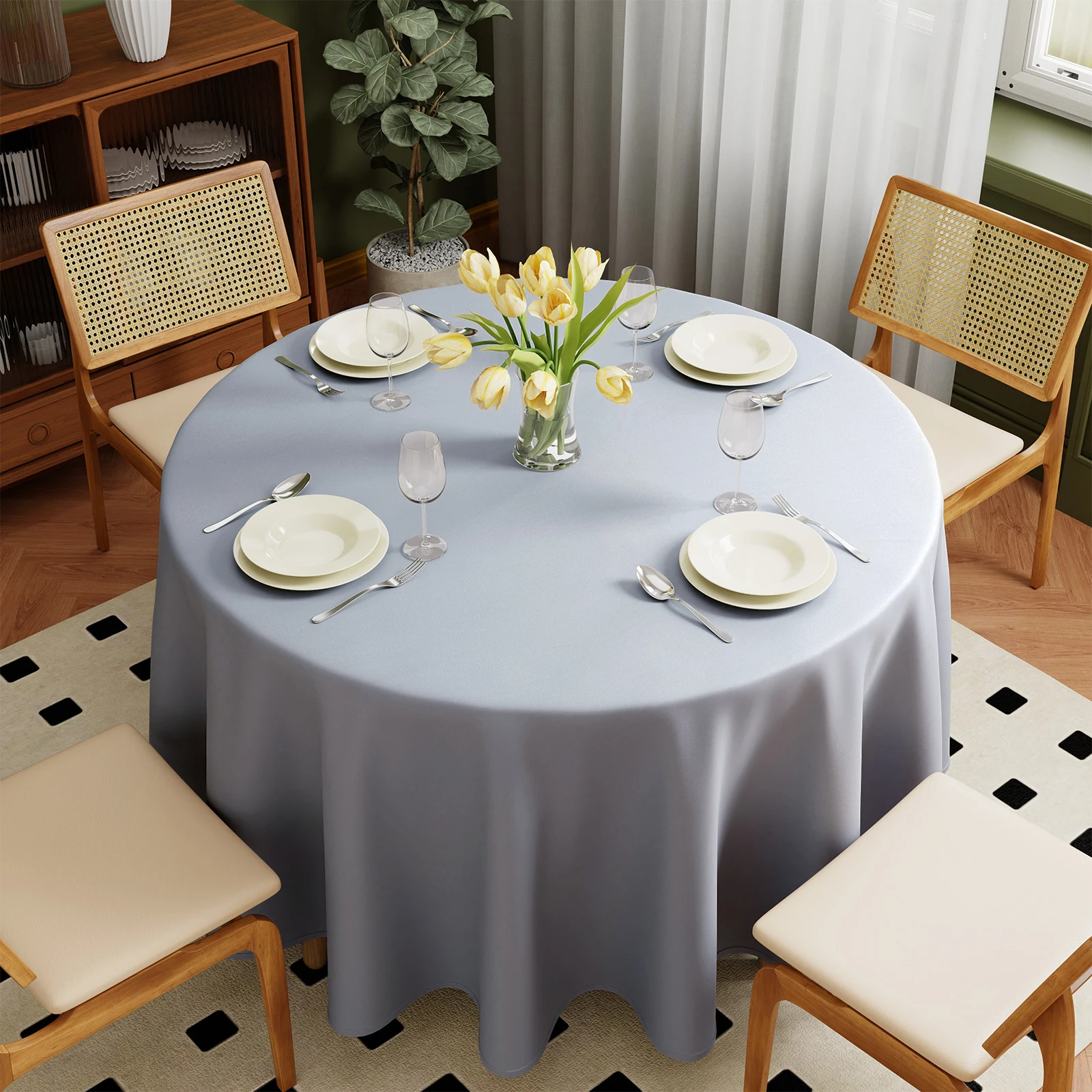 Pure Kleur Ronde Tafelkleden Decoratieve Bruiloft Banket Keuken Thuis Eetkamer Feest Tafelkleed Theedoek Diameter 127 ~ 304 cm