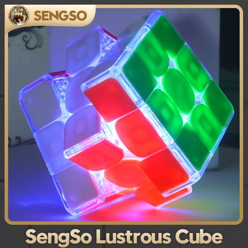 SengSo Lustrous 3X3 Magic Cube Frosted Sticker Speed Puzzles 3x3x3 Cubes Lighting Effect Educational Toys