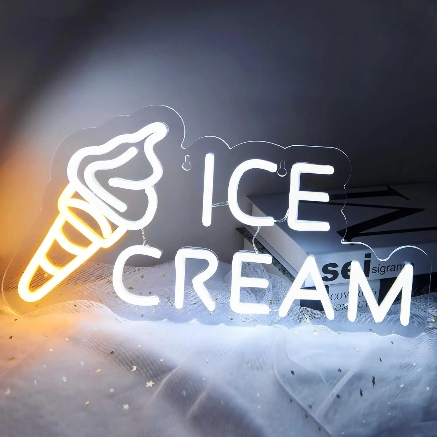 

Ice Cream Neon Sign USB Powered LED Neon Light for Wall Decor Room Shop Business Dessert Bar Party Birthday Christmas Decoration