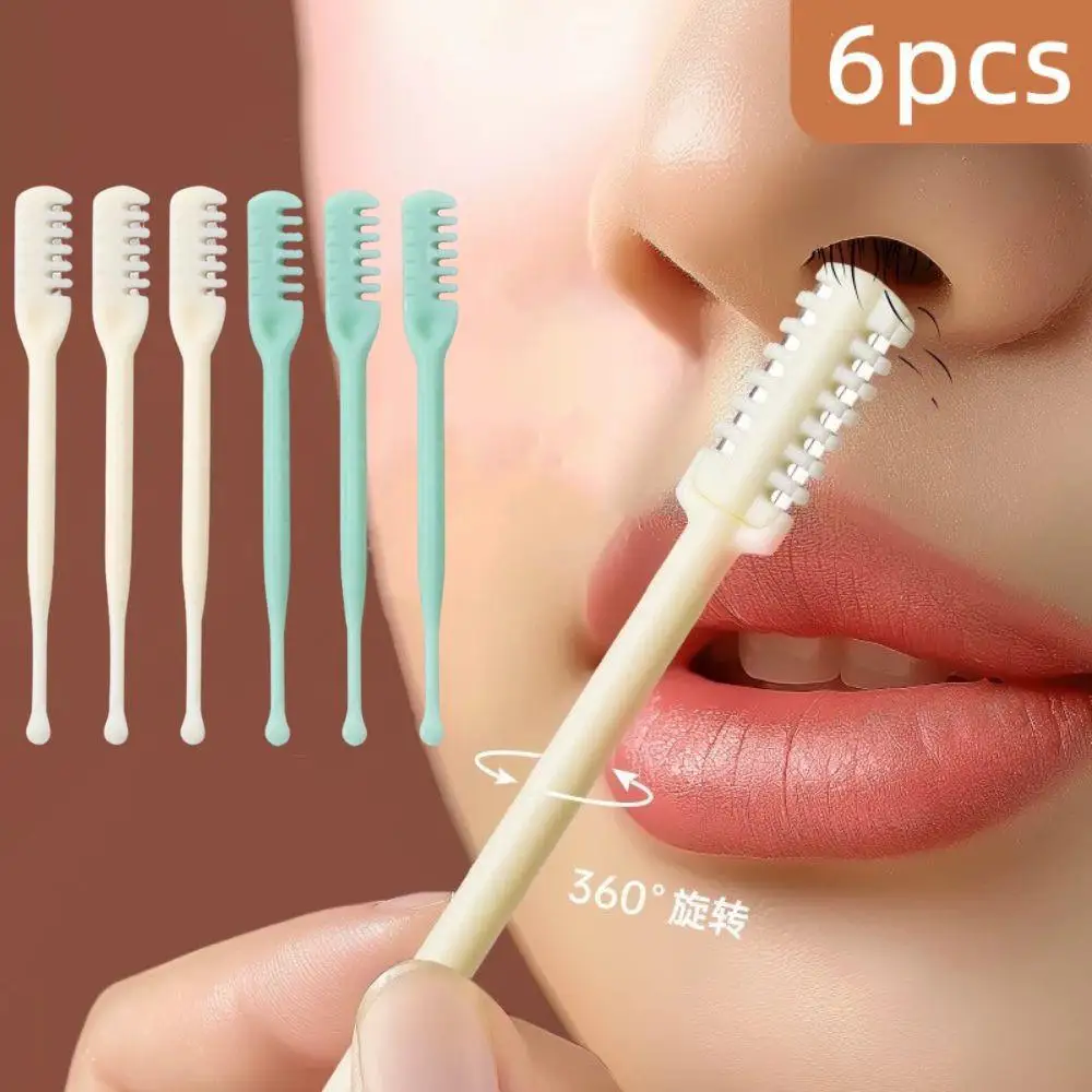 

6Pcs Double-ended Nose Hair Trimmer Reusable Nose Hair Scissors Men Women Portable Ear Scoop Hair Scraper Clean Remover Tools