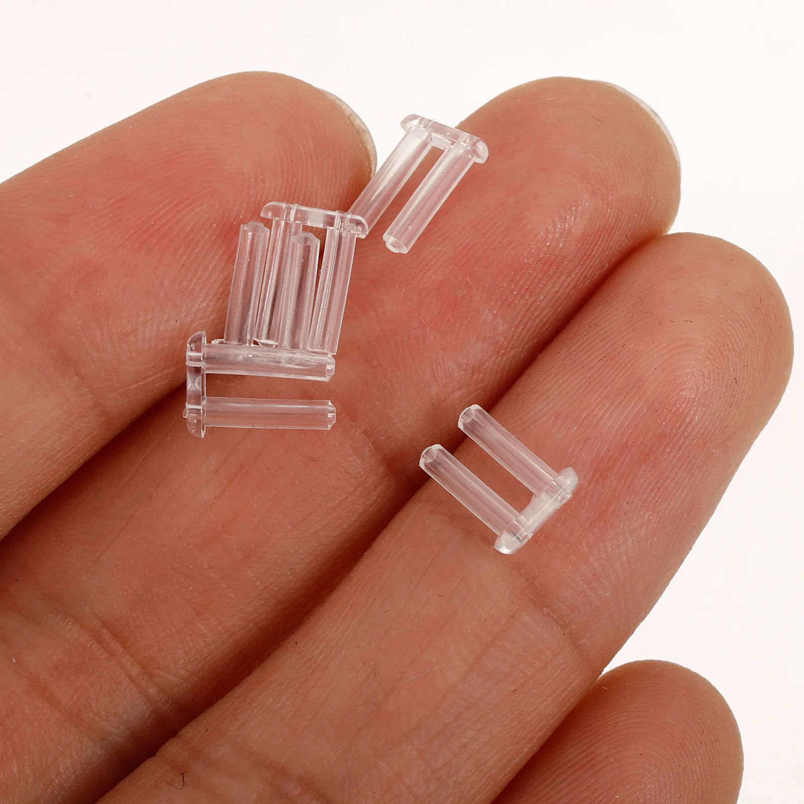 200pcs Rimless Glasses Accessories 16x08x70mm Plastic Plugs Fixing Tools Clear Compression Sleeves Glasses Bushing Pin