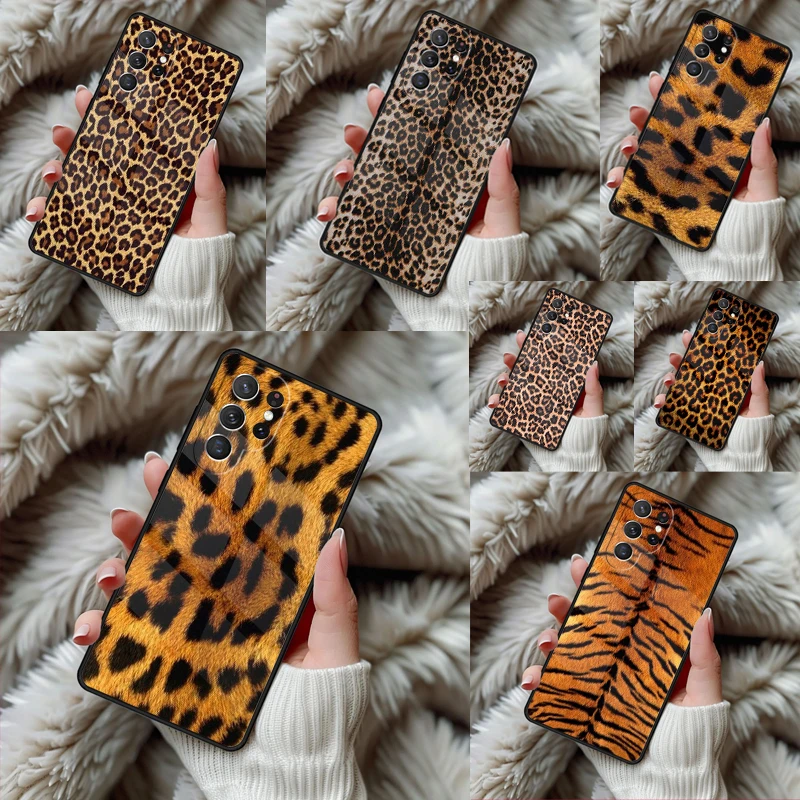 Wild Cat Cheetah Leopard Phone Case For Samsung Galaxy S24 S25 S26 Ultra S22 S23 Plus S21 S20 FE Note10 TPU Cover