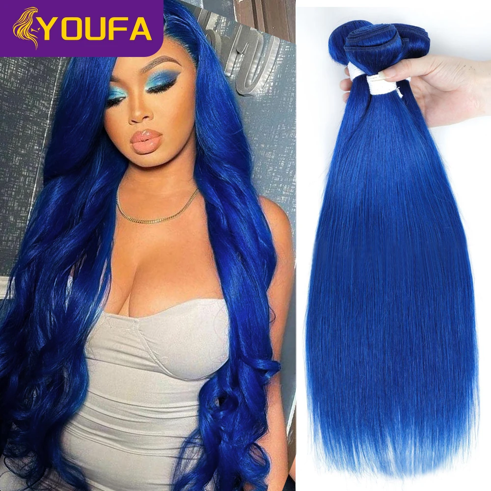 

Натуральные пряди для наращивания, 100% человеческий волос, однотонные синие, 1 шт. в упаковке, 10-30 дюймов, гладкие прямые, цвет красный-розовый, хит продаж