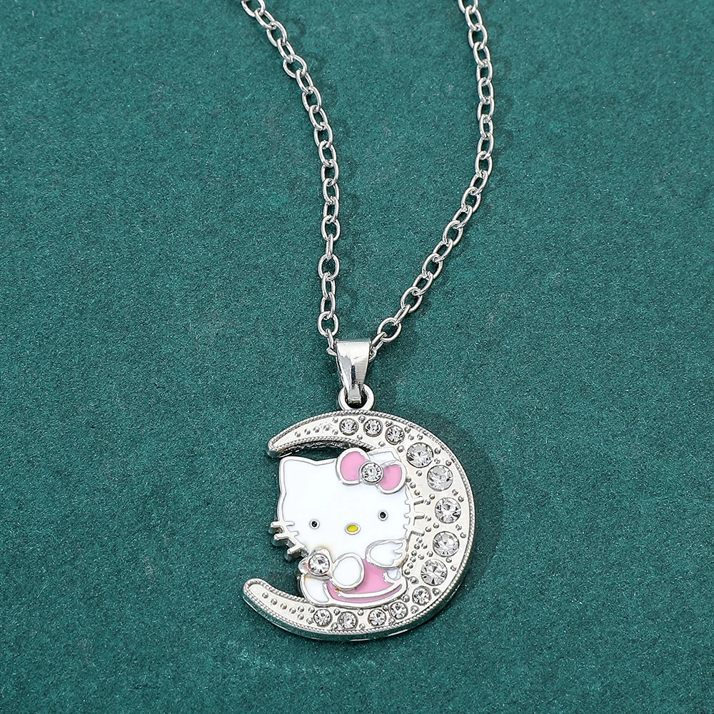 1 Pc New Kawai Hello Kitty Y2k Jewelry Pendant Necklace Moon Cute Accessories Cartoon Cosplay Prop Wholesale