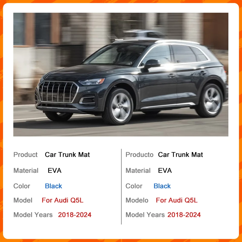 EVA Rear Trunk Mat For Audi Q5L 2018 2019 2020 2021 2022 2023 2024 Waterproof Protective Storage Pad Anti slip Car Accessories