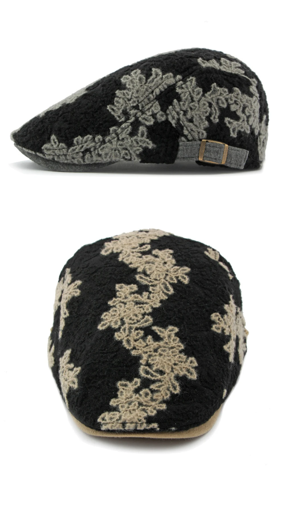 HT4609 Baskenmützen für Männer und Frauen Vintage Blumenmuster Künstler Maler Baskenmütze Unisex Verstellbare Ivy Flachmütze Herbst Winter Strick-Baskenmütze – Detail 6