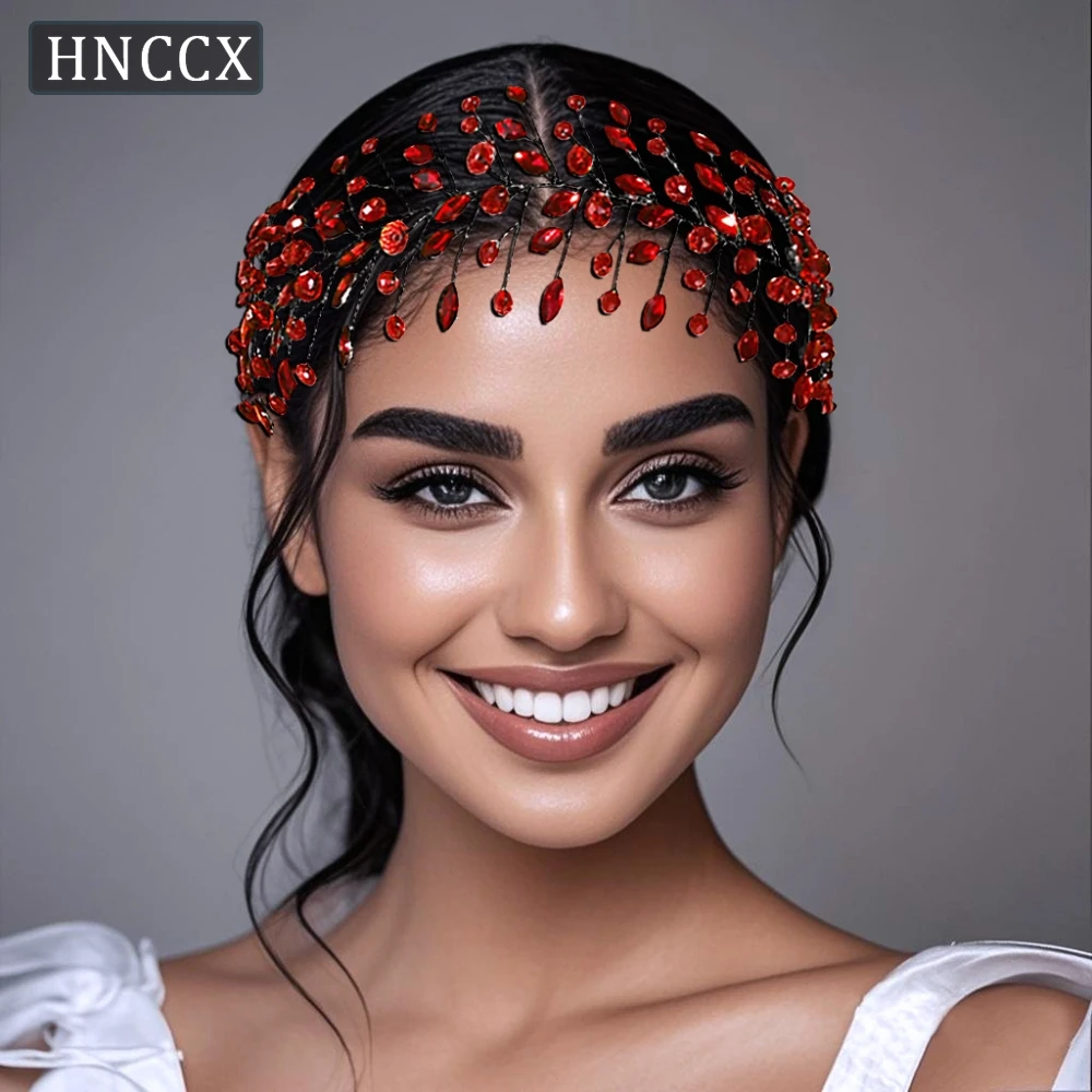 

HNCCX Red Color Rhinestone Hair Band Luxury Bridal Wedding Headband Tiara Women Party Pageant Hair Accessories Jewelry CP799