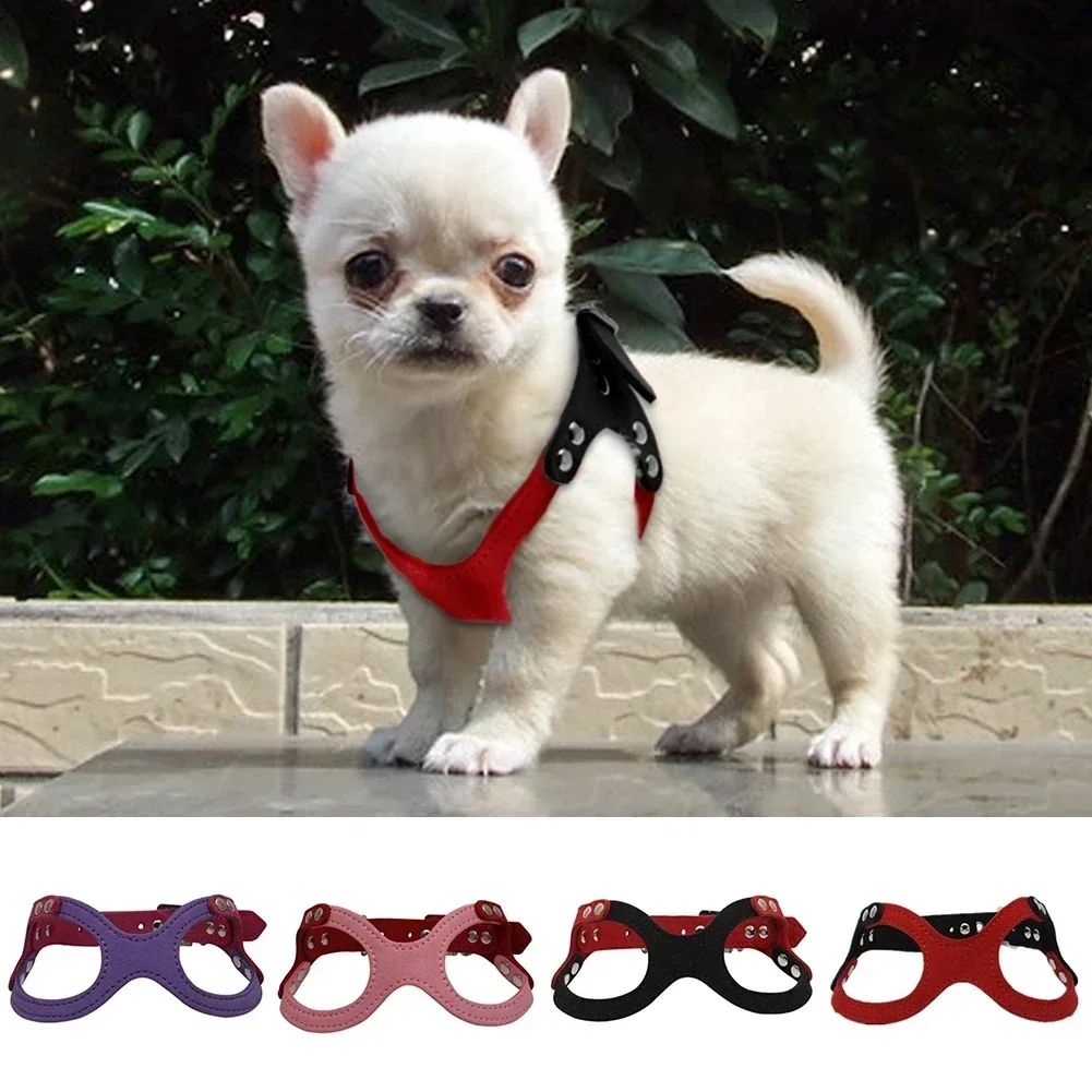 

New Pet Dog Harness Soft Suede Small Dog Harness for Puppies Chihuahua Adjustable Chest Strap Size S/M #567