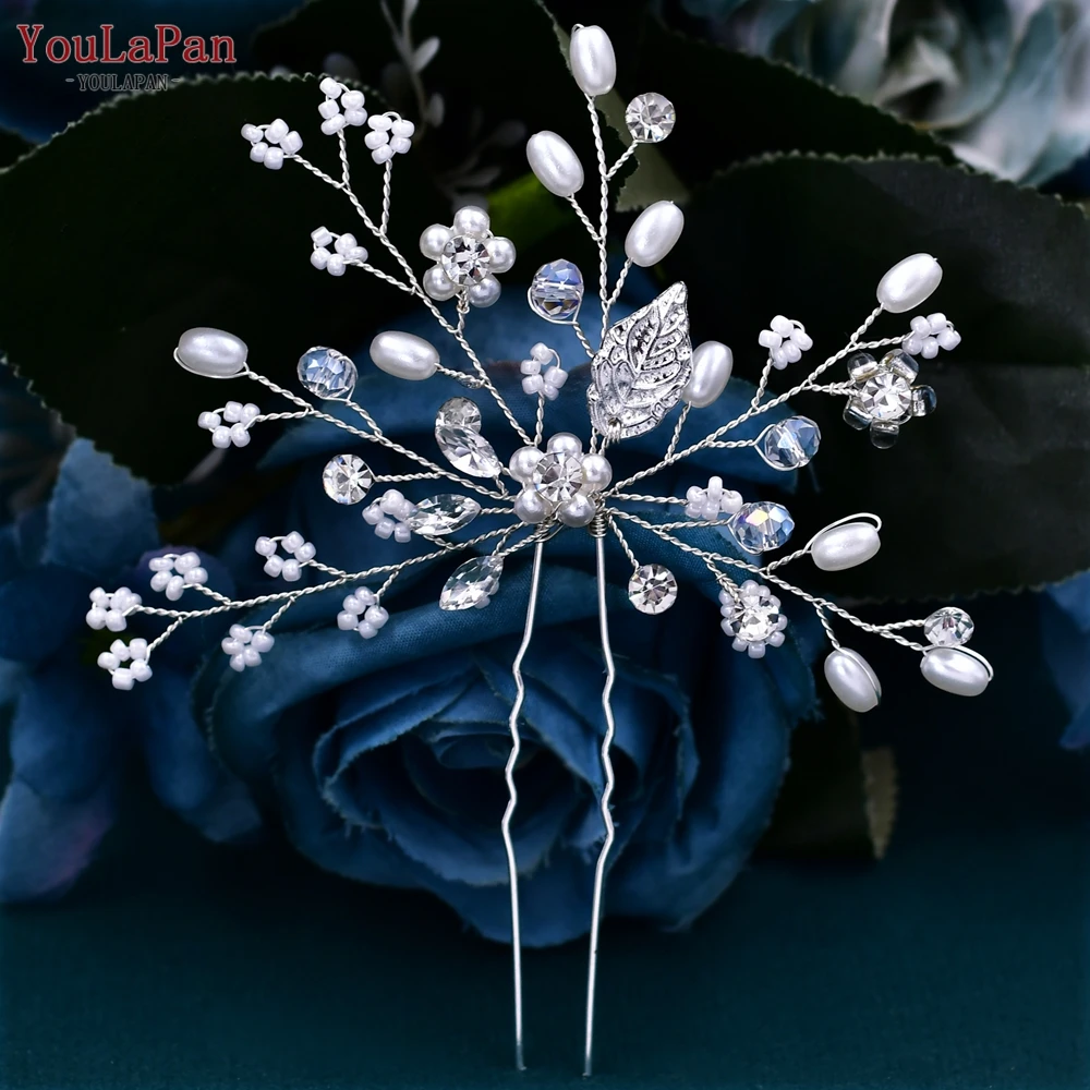 YouLaPan Beaded Bridal Hair Pin Woman Hair Clips Girls Hairpin for Party Wedding Hair Accessories Bridesmaid Hair Ornament HP103