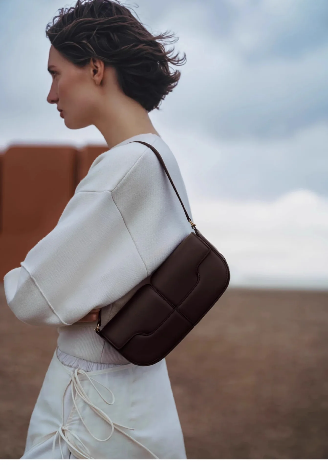 

French Luxury and Fashionable One Shoulder Underarm Handbag, Cowhide Commuting Handbag, Casual and Simple French Stick Bag