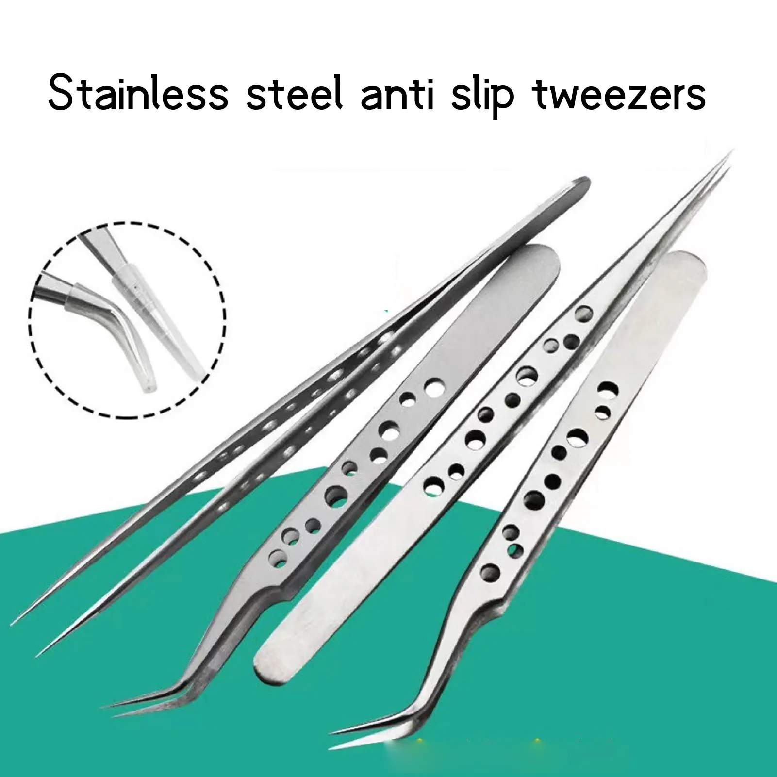 Heavy Duty Thickened Stainless Steel Tweezers Perfect Alignment / Grip High Precision Tweezer for Makeup Cosmetic Tool