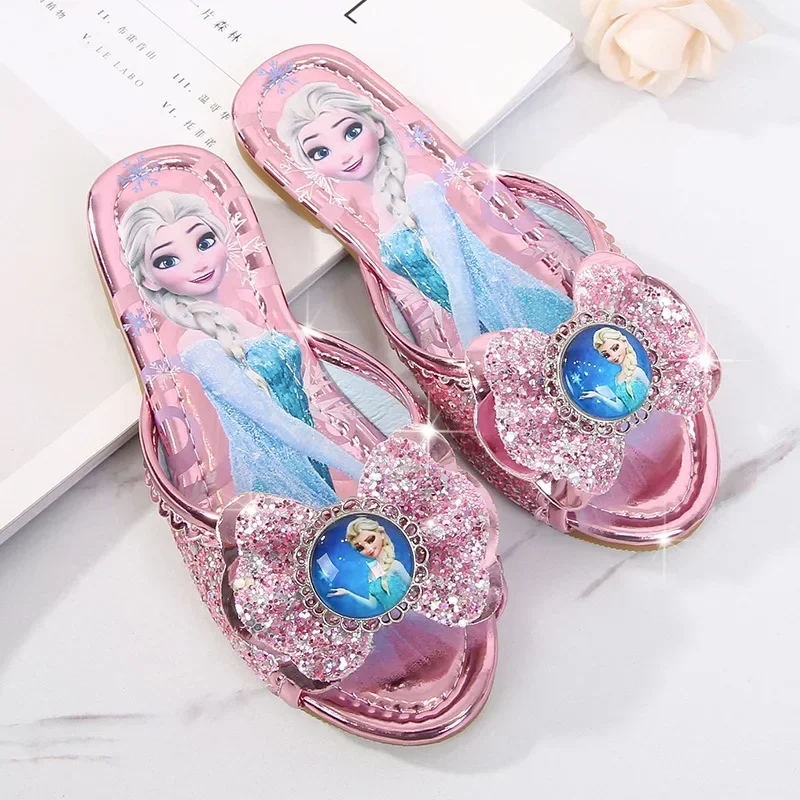 Disney elsa princess slippers summer children girls indoor and outdoor non-slip drag girls frozen slippers