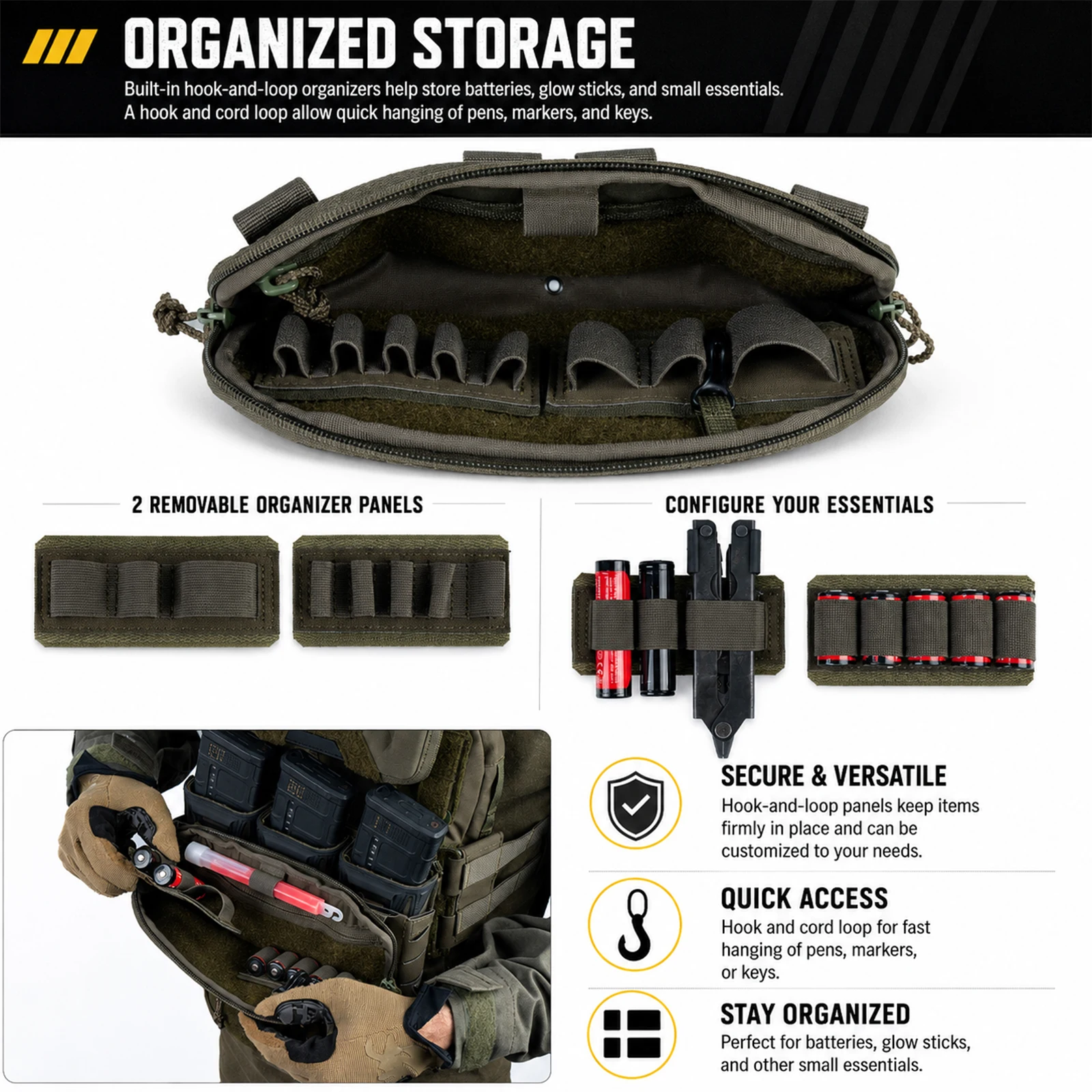 Tactical Admin Pouch MOLLE EDC Airsoft Vest Utility Organizer Gear Bag Battery Glow Stick Magazine Storage For Range Outdoor Use