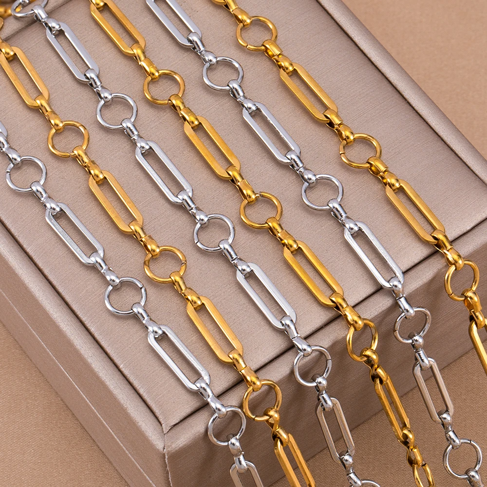 

1 метр позолоченная цепочка из нержавеющей стали, длинный стержень, круглая круглая цепочка для DIY ожерелья, браслета, аксессуары для изготовления ювелирных изделий