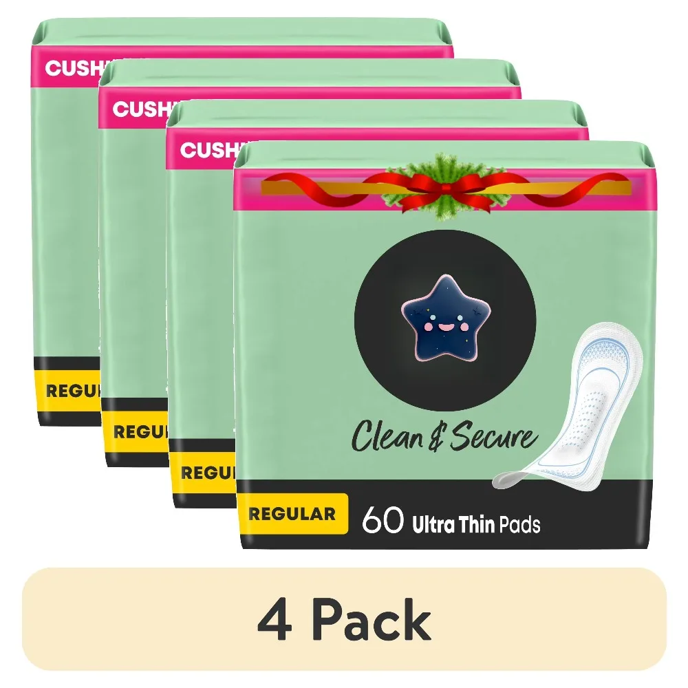 Paquete de 4 compresas ultrafinas para incontinencia, 60 unidades, absorción regular, protección discreta contra fugas de orina para mujeres, compresas diarias para bragas.