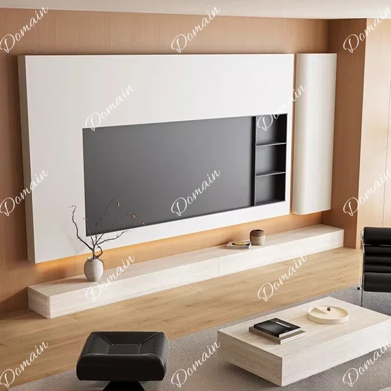 46B White Cave Stone Slab Cream Style Tv Stand Living Room Furniture Muebles Tv Customizable Minimalism Tv Cabinet Storage Locke