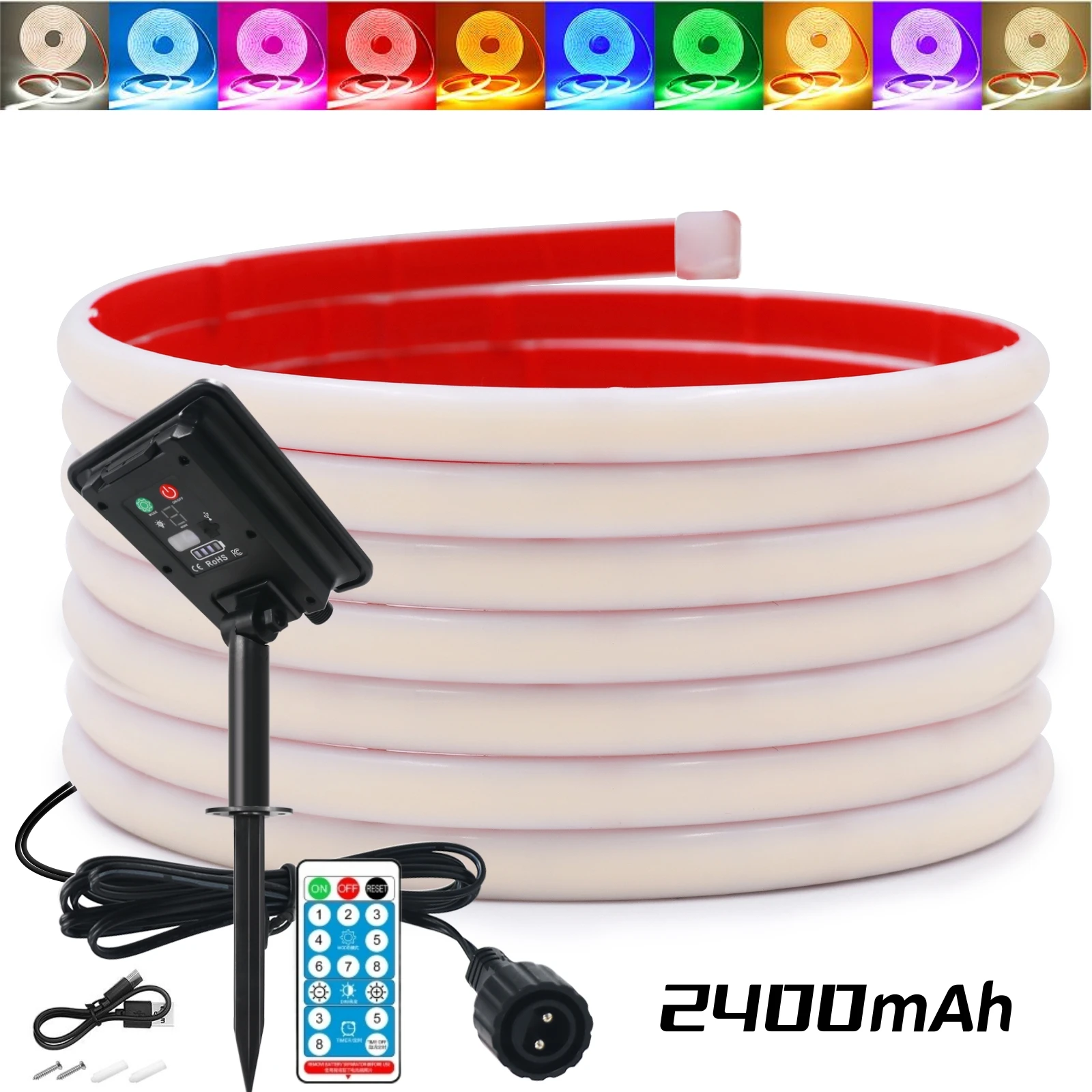 COB Solar Strip LED Neon Light 24V 320LEDs/M Dimmable Outdoor IP68 Waterproof Flexible Adhesive Tape Diode RA90 Linear Lighting