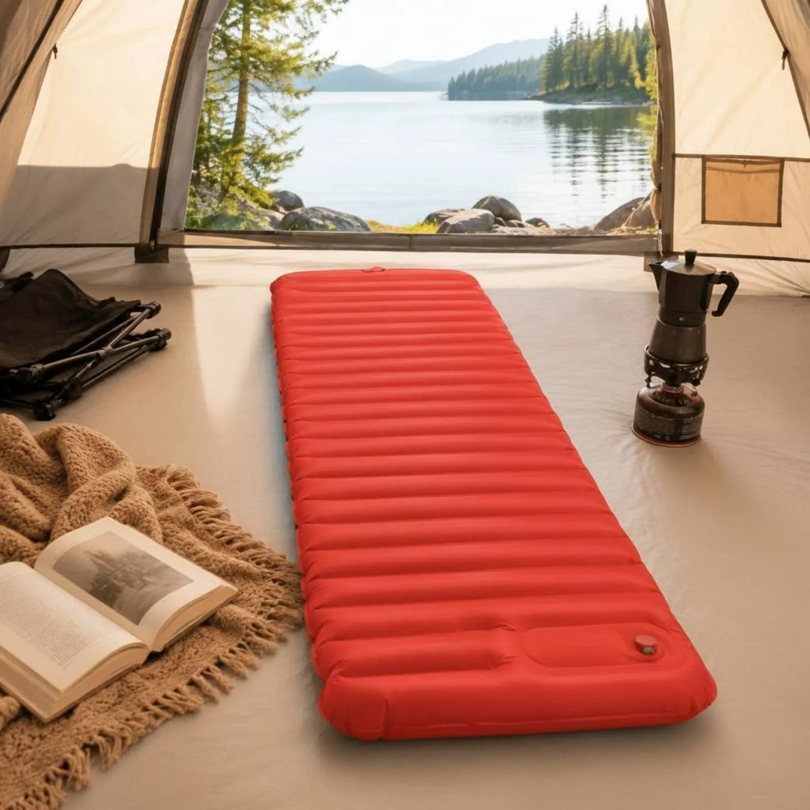 

Inflatable Sleeping Pad TPU Material Inflatable Sleeping Mat Camping Air Pad Built-in Foot Pump Camping Air Mattress Lightweight