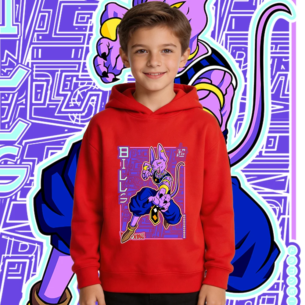 Dbz Bills Anime Print Boys Girls Kids Fleece Hoodie Sweatshirt Warm Autumn Winter Casual Pullover