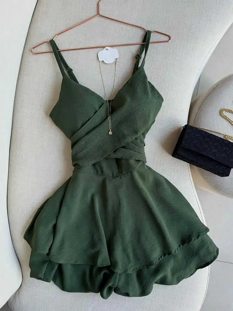 

Women Green Evening Dress Vintage Elegant Off Shoulder Sleeveless Luxury Mini Dresses Y2k One Piece Frocks 2000s Clothes Summer