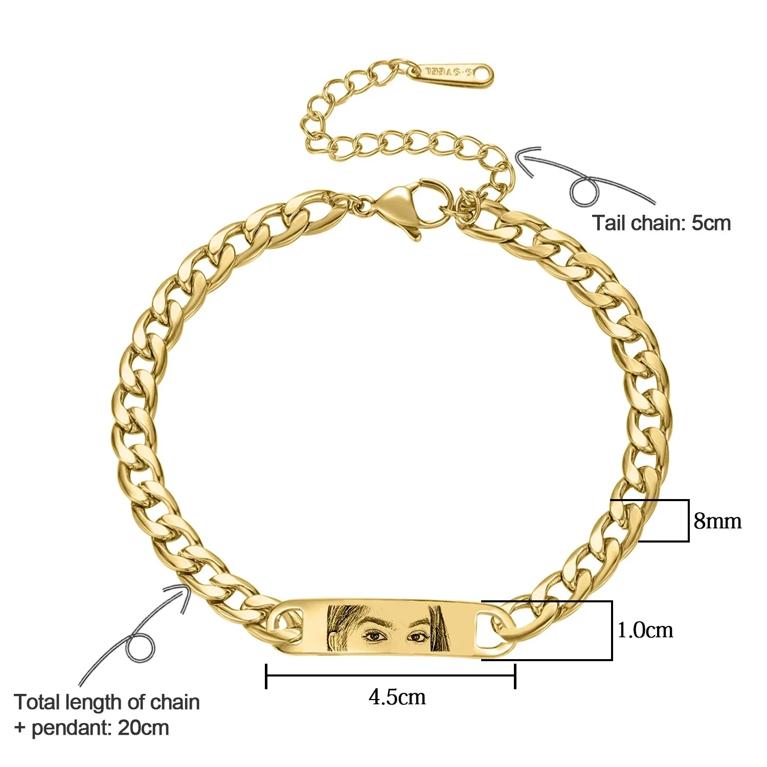 Custom Photo Bracelet Personalized Gold Plated Chain Jewelry With Engraved Image Charm Unique Memory Themed Bracelets Christmas