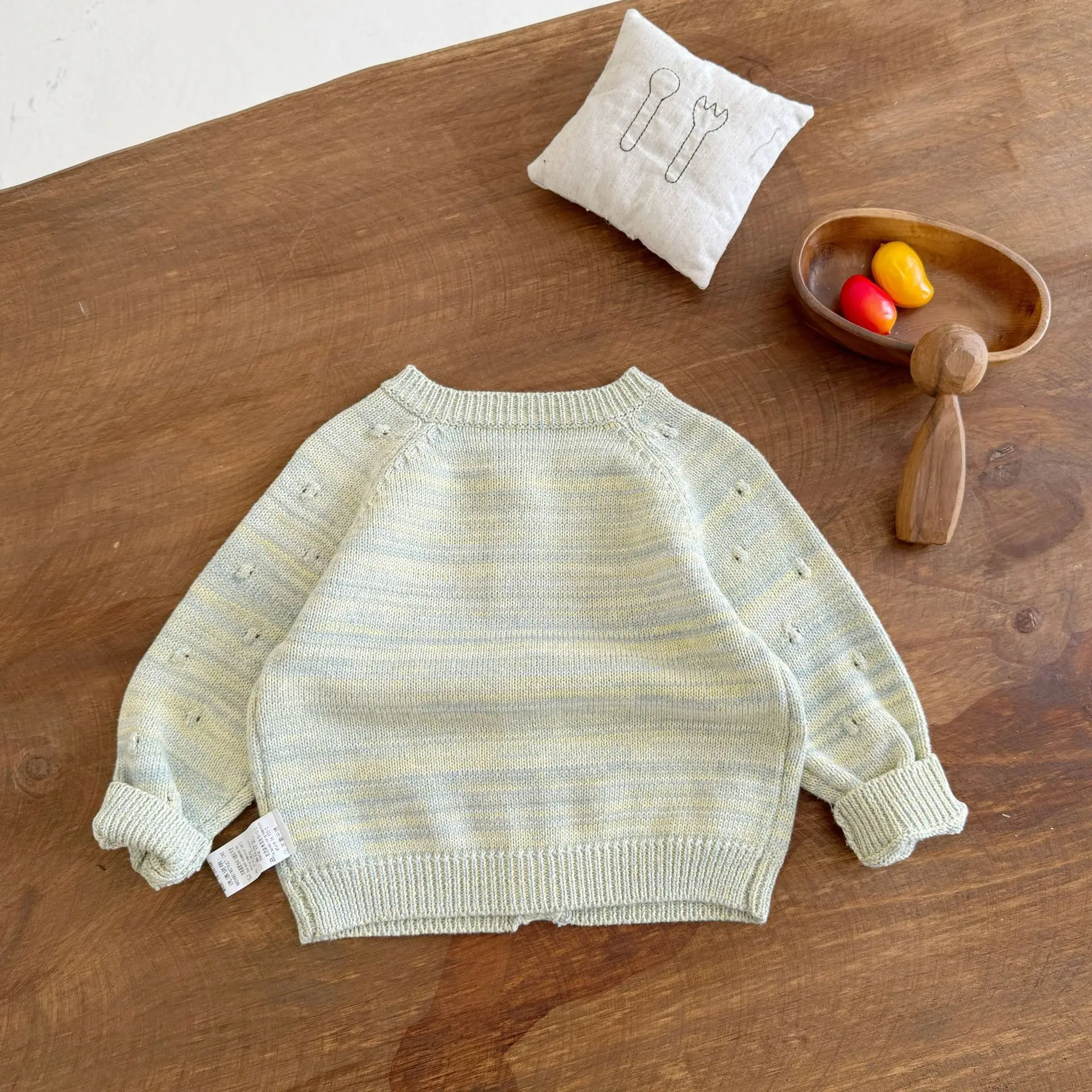 Knitted Sweater Jacket Spring And Autumn New Mixed Color Bubble Dot Round Neck Knitted Cardigan