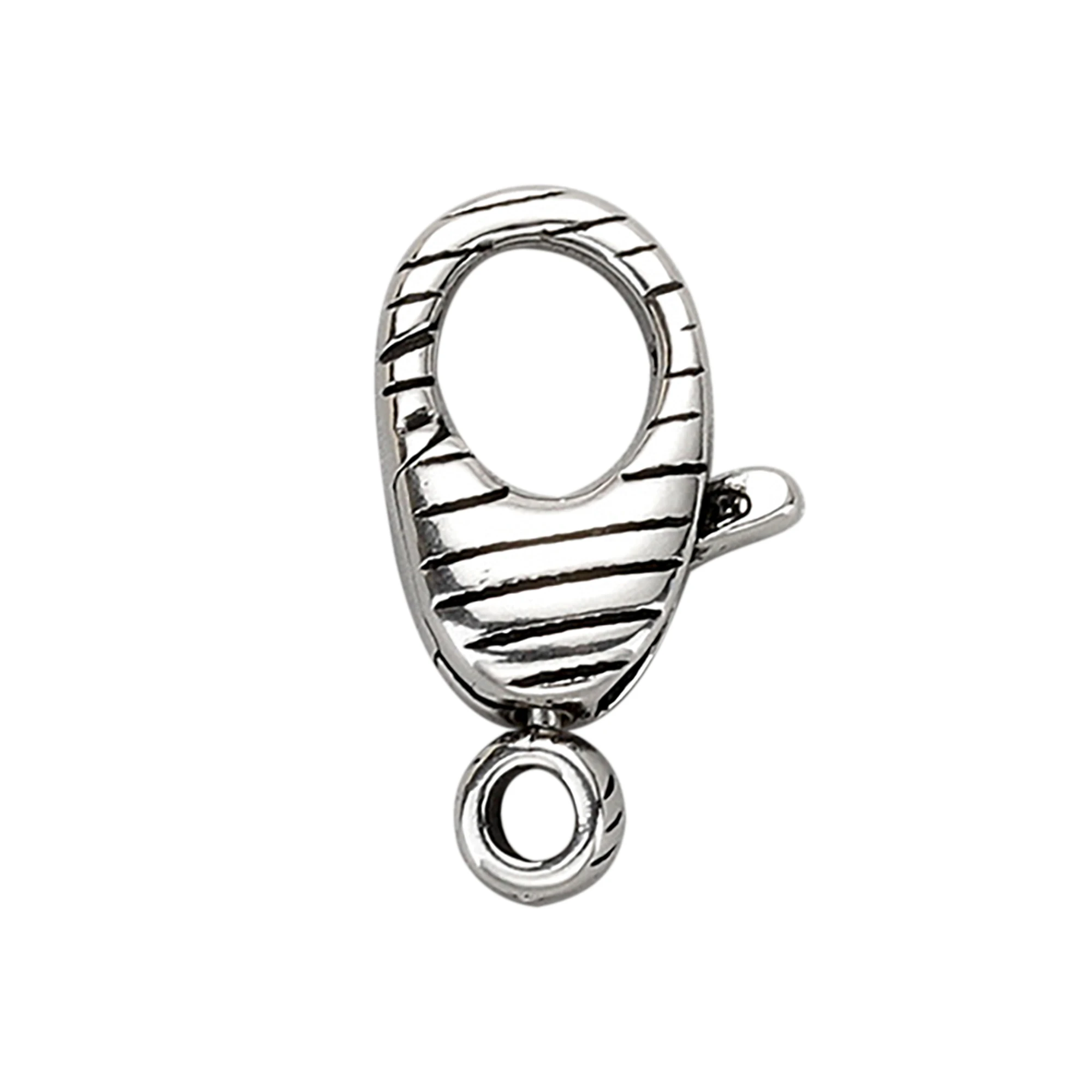 

stylish Small 15mm Sterling silver 925 stripe pattern swivel O lobster claw snap clasp chain Pearl necklace bangle DIY