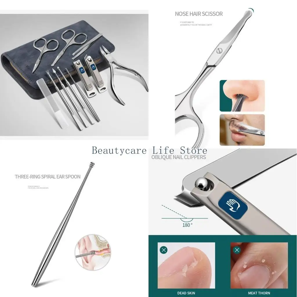

652C Professional Pedicure Scissors Grooming with Leather Travel for Cas