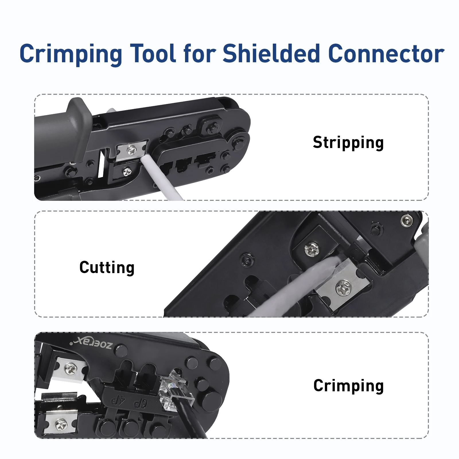 Natalink 4-in-1-RJ45-Crimpzange mit Kabeltester & Ratschenmechanismus (8P/6P/4P)