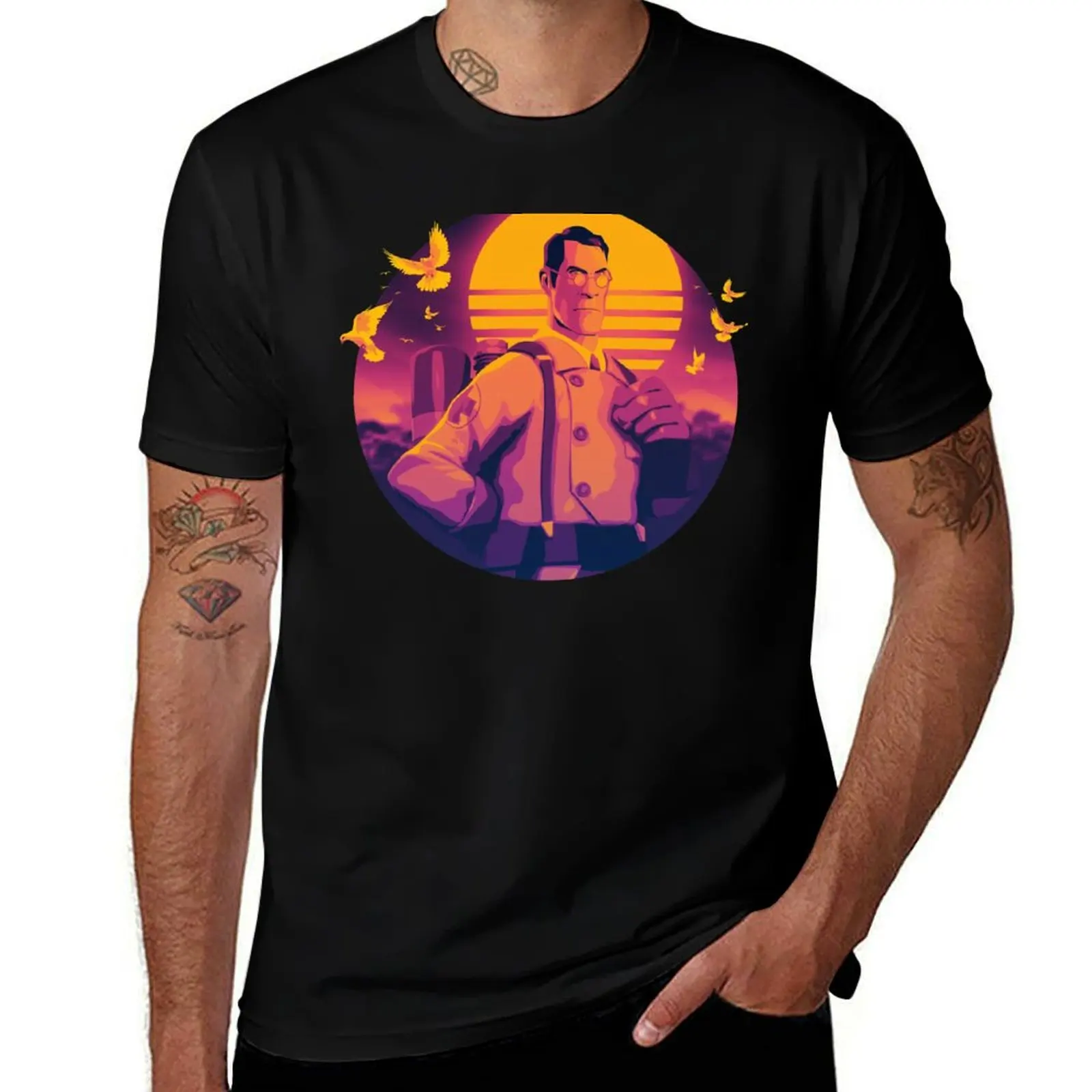 Team Fortress 2: Meet the Medic (Sunset) T-Shirt graphic t shirts hippie clothes vintage clothes funny t shirts men