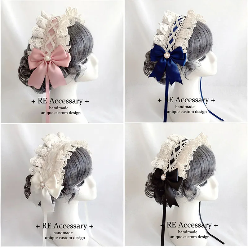 Lolita hair accessories girl lace ribbon Headband Japanese style sweet and cute anime accessories