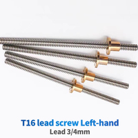 T16 Lead Screw Left Hand 100mm 200 250 300 350 400 500 600mm lead 3/4mm screw large lead trapezoidal screw 3D printer part cnc