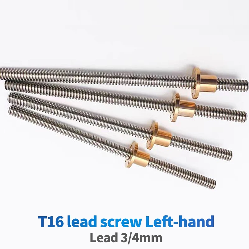 T16 Lead Screw Left Hand 100mm 200 250 300 350 400 500 600mm lead 3/4mm screw large lead trapezoidal screw 3D printer part cnc