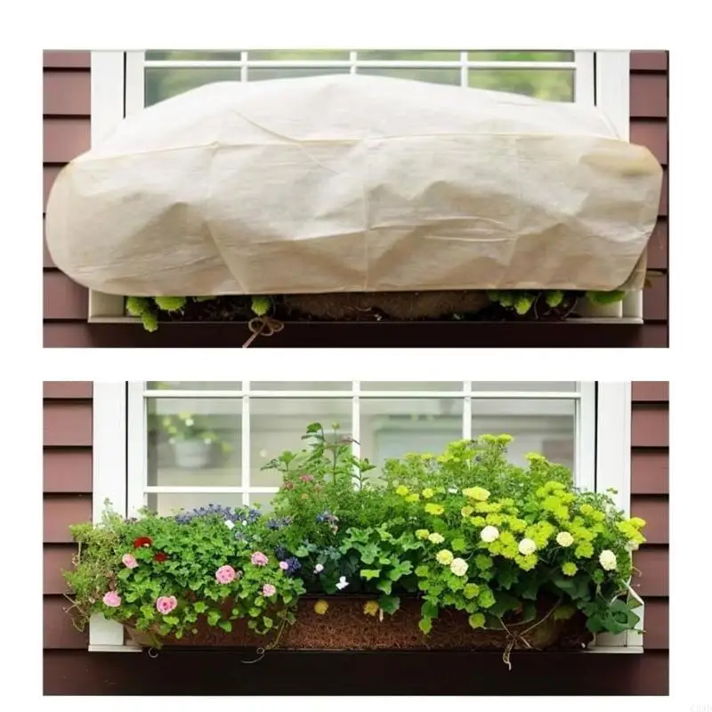 Outdoor Plant Freeze Cover Protections Covers Drawstring Winter Anti-freeze Protective Blanket Protecting C5AD