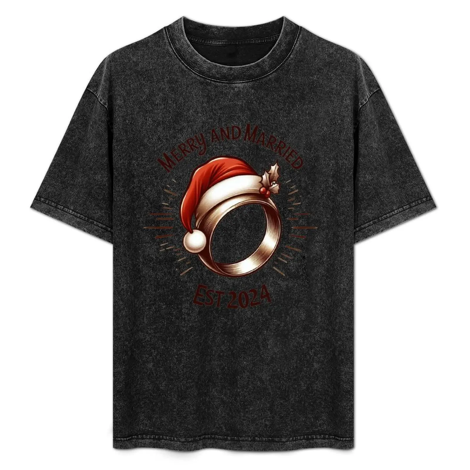 

Merry and Married Est 2024 T-Shirt Plus Size Basic Cotton T-Shirt