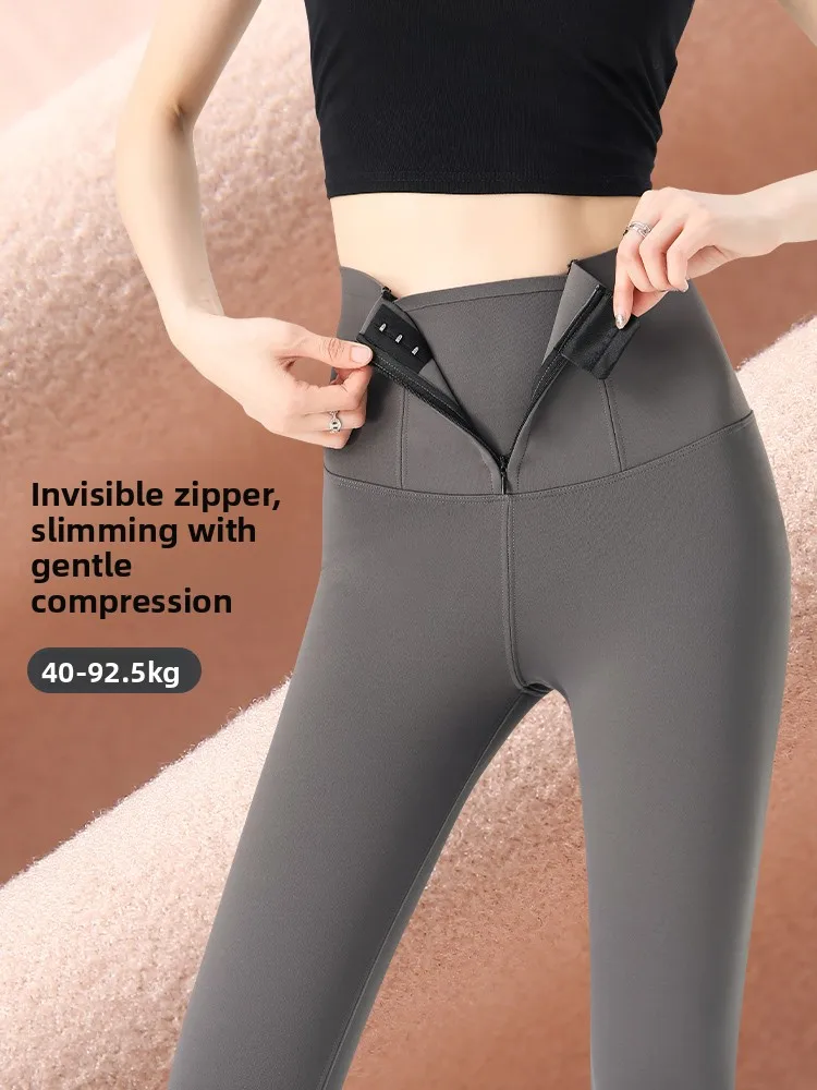 Pantalones de Yoga Sl de cintura alta para mujer, pantalones de piel de arca para Fitn, detalle de botones, levantamiento de glúteos, nailon y LICRA