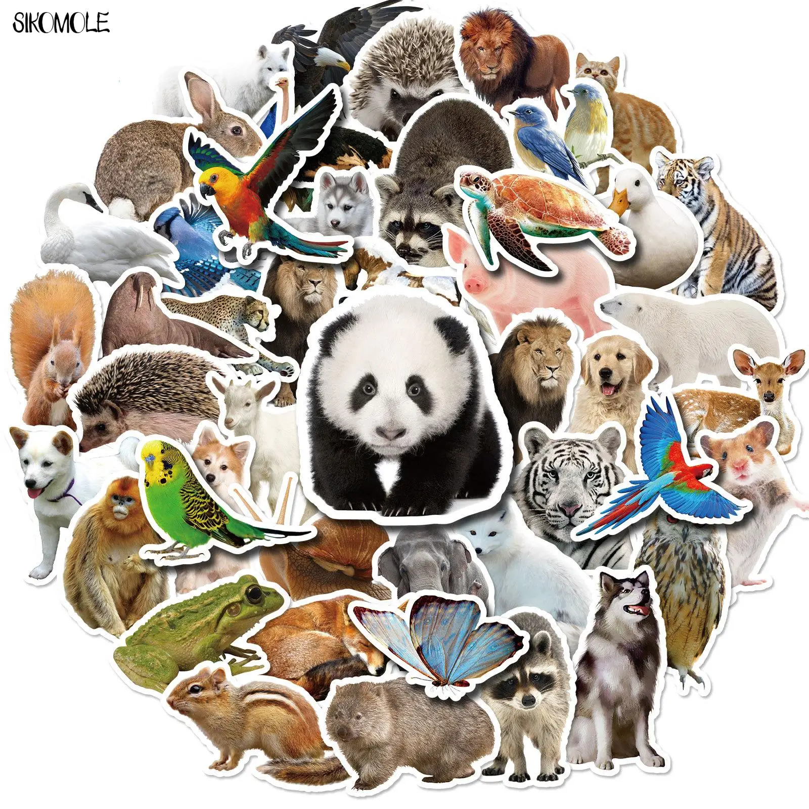 10/30/50PCS Cartoon Zoo Wild Animals Stickers Kawaii Dog Penguin DIY Kids Toy Phone Skateboard Laptop Decals Graffiti Sticker F5