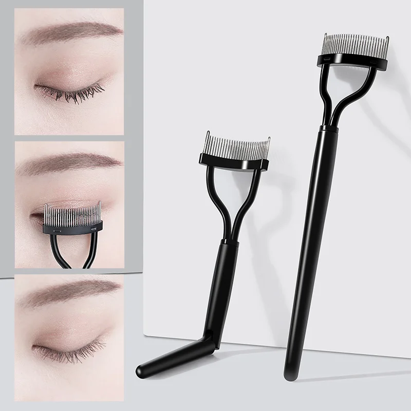 1 pz nero pieghevole pennello per ciglia pettine bellezza trucco separatore di ciglia in acciaio inox piegaciglia Mascara Curl strumento cosmetico