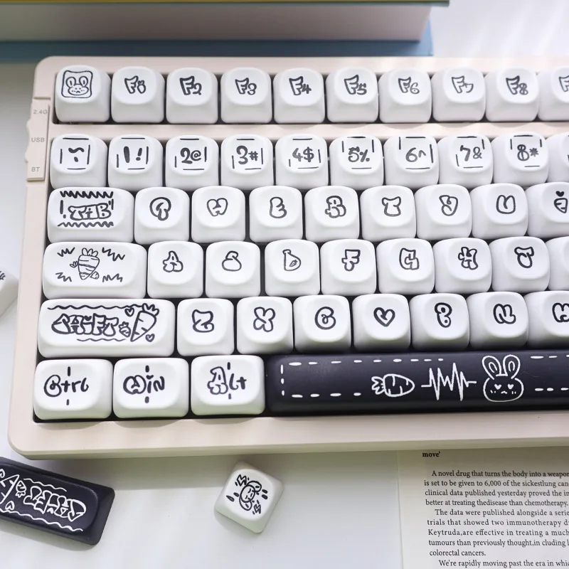 

Cute Rabbit Mechanical Keyboard Keycaps MOA/FA Highly Customized Keycaps Adaptable Wolf f Spider 75 87 98 104