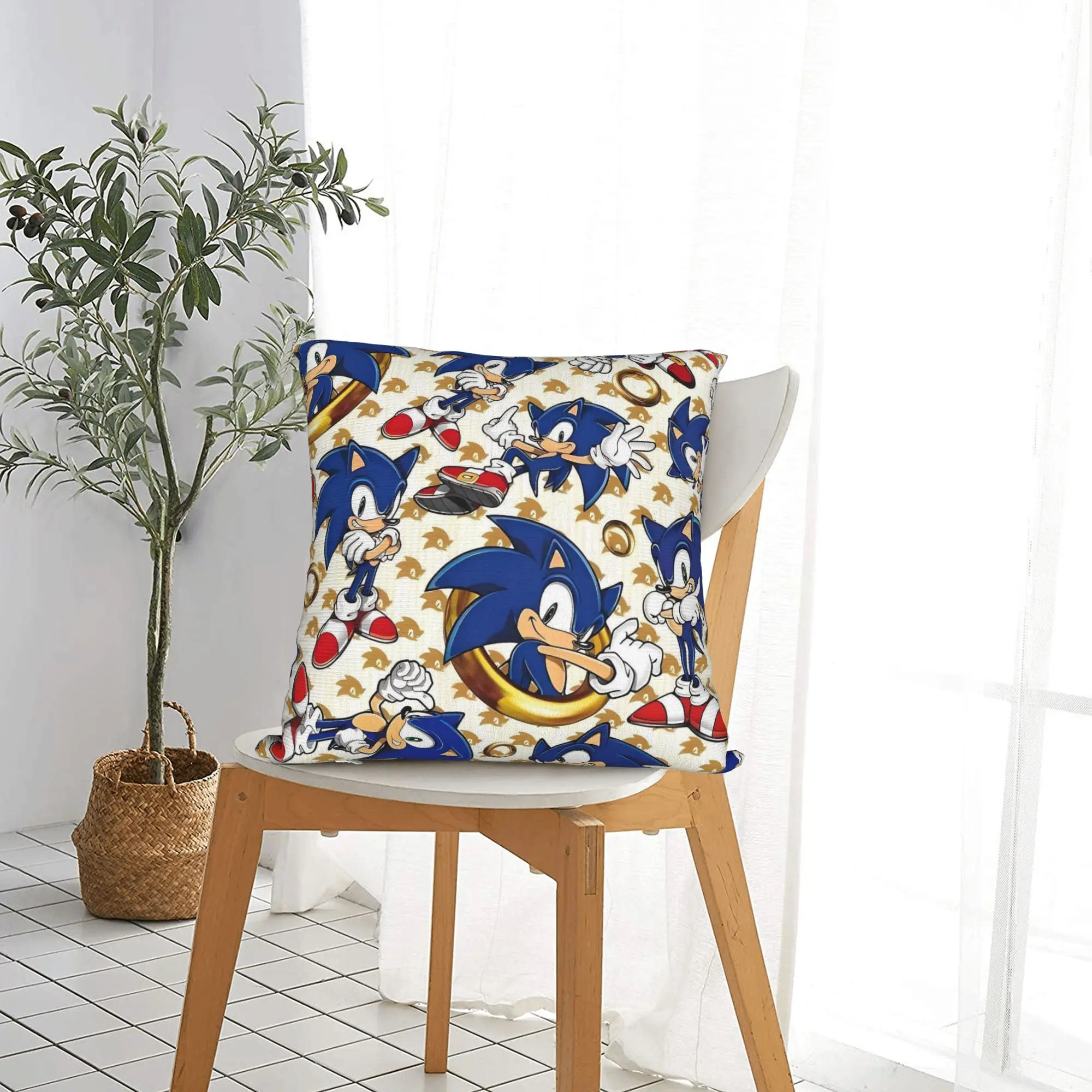 Gaming Soniced Square Pillow Cases  Cushion Cover Novelty Zipper Decorative Throw Pillow Case Cover for Home 40x40cm