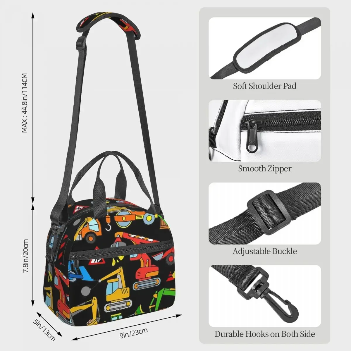 Excavator Design For Kids Insulated Lunch Bag for Women Office Cooler Thermal Box Tote Portable Lunch Boxes