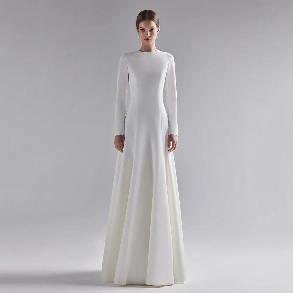 

Muslim Mermaid Wedding Dresses 2025 Buttons Long Sleeve Elegant Bridal Dress Floor Length Modest Brides Gowns Customized