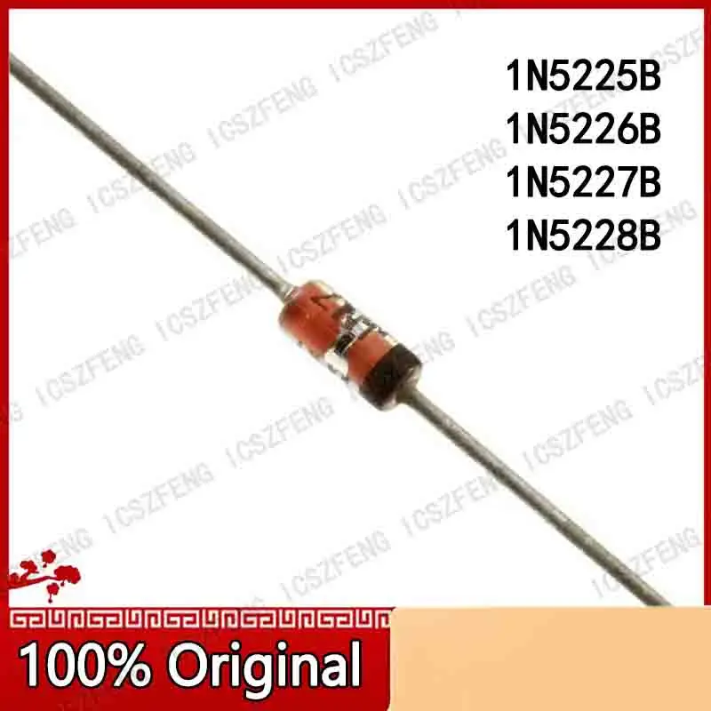 100Pcs 1N5225B 1N5225 3V 1N5226B 3.3V 1N5226 3V3 1N5227B 3.6V 3V6 1N5227 1N5228B 1N5228 3.9V 3V9 500MW 0.5W 1/2W DO-35