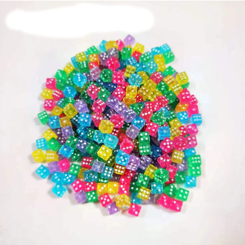 100Pcs 6colors Plastic White Gaming right angle Dice Standard D6 Point Six Sided Cube Dice for Board Game accessories 5*5*5mm