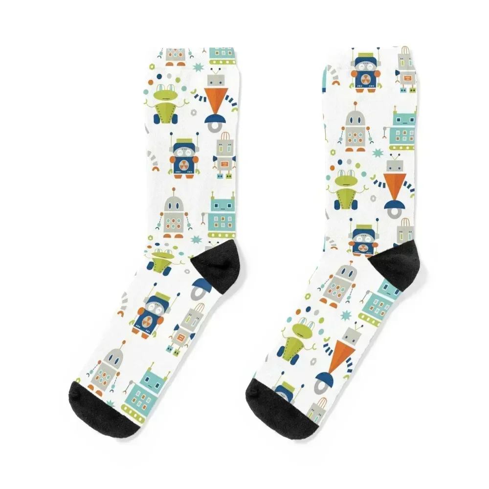 

Robots Pattern Socks retro funny sock designer floral Men Socks Luxury Brand Women's