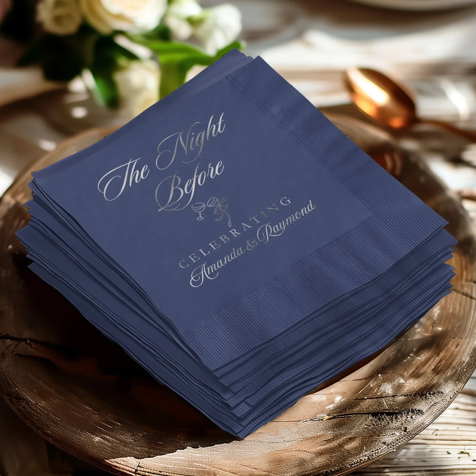 50pcs Personalized The Night Before Dinner Napkins, Rehearsal Cocktail Dinner Napkins, Rehearsal Dinner Decorations, Wedding Bev